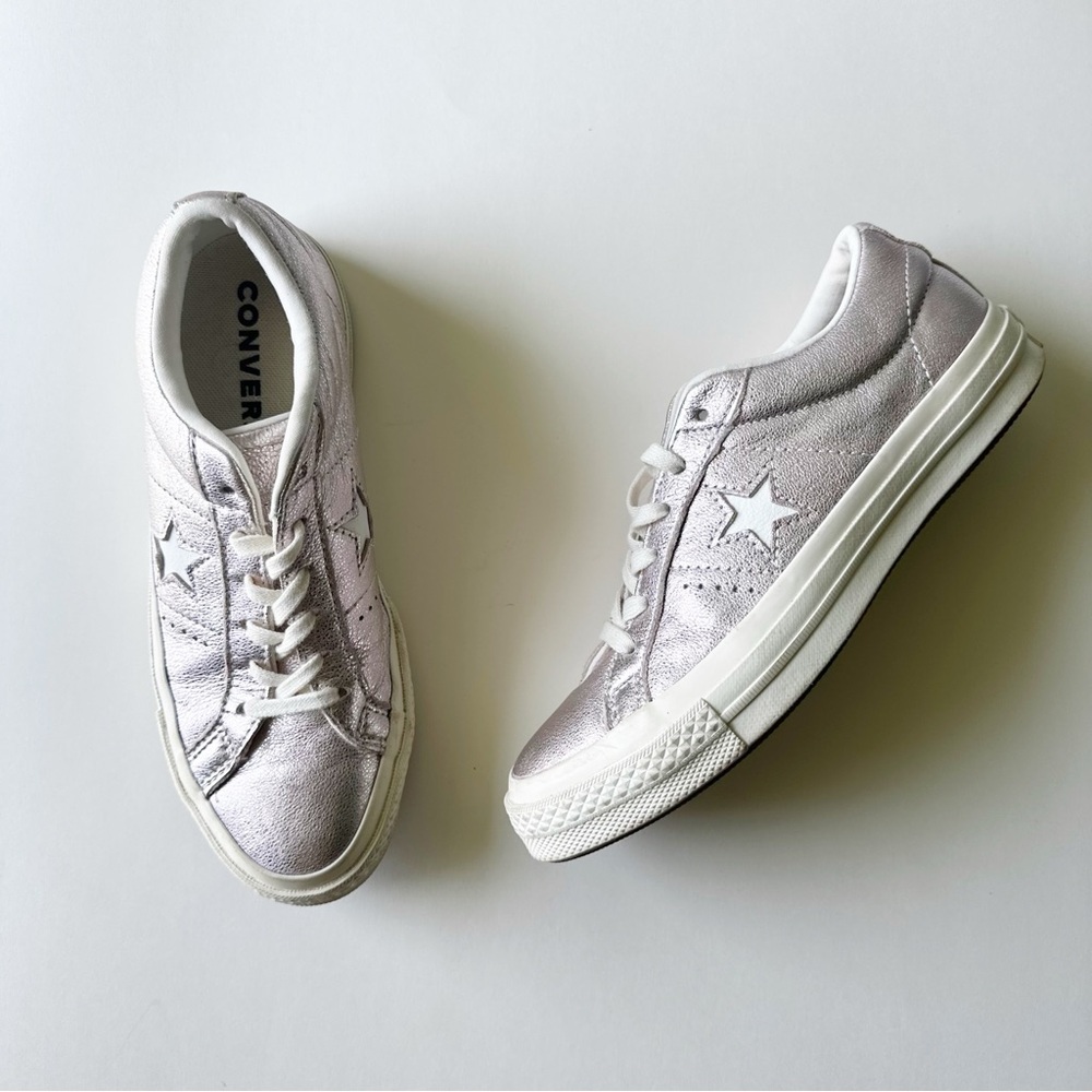 Converse Metallic Light Pink One Star Low Top Sneakers